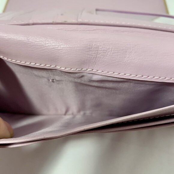 COACH Kristin Beige Leather Credit Card ID Window Trifold Wallet Lavender INT - Picture 15 of 16